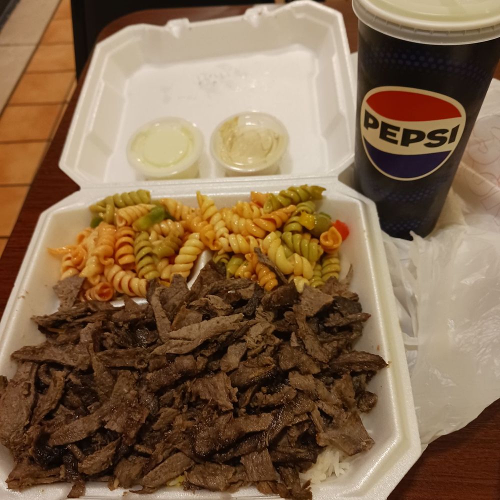 Chef Shawarma - Beef Shawerma, rice, 2 sides of pasta salad with Mountain Dew - Mediterranean Near Me - Lincoln, Nebraska Chef Shawarma - Beef Shawerma, rice, 2 sides of pasta salad with Mountain Dew - Mediterranean Near Me - Lincoln, Nebraska