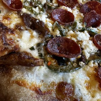Sierra Nevada Taproom & Restaurant - Pep, Pep, Spice - house made ricotta, mozzarella, SNG herbs, onions, pepperoni, jalapeños, garlic white sauce - Breweries Near Me - Chico, California Sierra Nevada Taproom & Restaurant - Pep, Pep, Spice - house made ricotta, mozzarella, SNG herbs, onions, pepperoni, jalapeños, garlic white sauce - Breweries Near Me - Chico, California