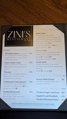 Menu photo 6 Zini's Restaurant Bantam, CT