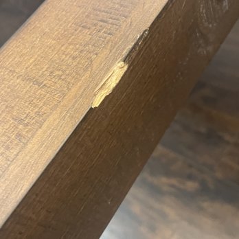 Living Spaces - Wood chip on the table Middle stretcher - Furniture Stores Near Me - La Mirada, California