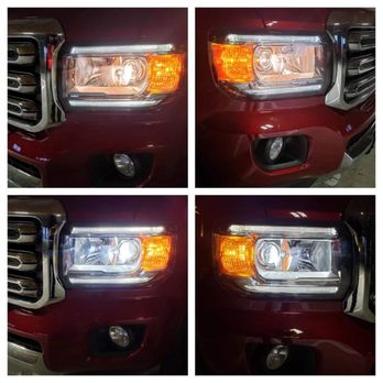 Werkshop - Top are the "yellow smoker's teeth" stock GM; the bottom are awesome Diode Dynamic SL1 LEDs installed by the masters at Werkshop. - Auto Repair Near Me - Burlingame , California