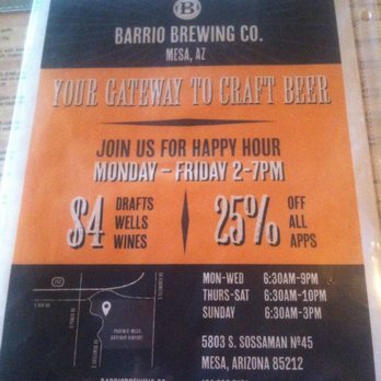 Barrio Brewing - Happy hour and pumpkin porter is here now. - American Near Me - Mesa, Arizona Barrio Brewing - Happy hour and pumpkin porter is here now. - American Near Me - Mesa, Arizona