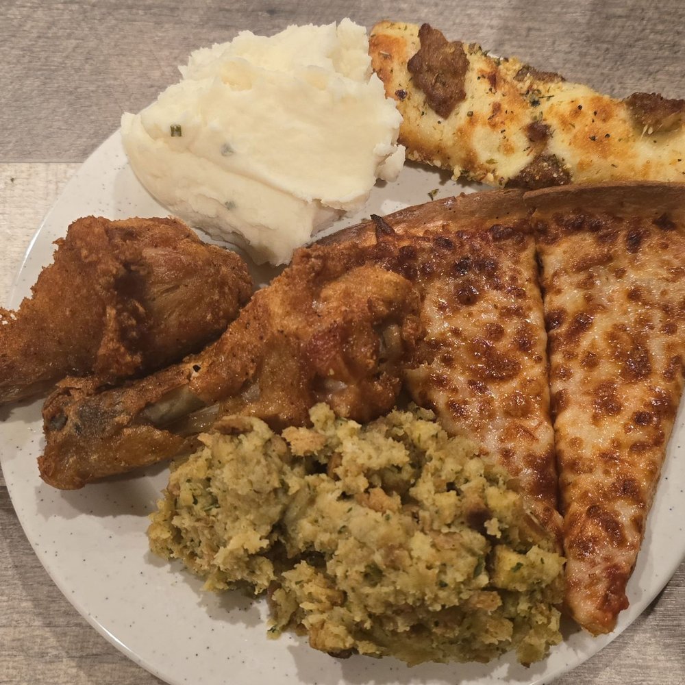 Pizza Ranch & FunZone Arcade - Chicken legs, thin crust pizza, cheese stick with sausage, stuffing, mashed potatoes - Pizza Near Me - Lisbon, Wisconsin Pizza Ranch & FunZone Arcade - Chicken legs, thin crust pizza, cheese stick with sausage, stuffing, mashed potatoes - Pizza Near Me - Lisbon, Wisconsin