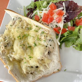 Starling Diner - Starling Tuna Melt Sandwich with side salad - New American Near Me - Long Beach, California Starling Diner - Starling Tuna Melt Sandwich with side salad - New American Near Me - Long Beach, California