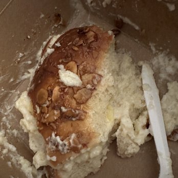 Bavarian Bakery - Bienenstich, cream went everywhere when we attempted to cut it. Notice none of it is still between the top and bottom half. - Bakeries Near Me - Leavenworth, Washington Bavarian Bakery - Bienenstich, cream went everywhere when we attempted to cut it. Notice none of it is still between the top and bottom half. - Bakeries Near Me - Leavenworth, Washington
