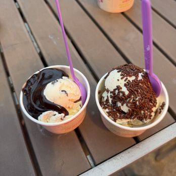 Wagar's Ice Cream Parlor - Cookie dough with hot fudge and cookies and cream with chocolate sprinkles - Ice Cream & Frozen Yogurt Near Me - Lake George, New York Wagar's Ice Cream Parlor - Cookie dough with hot fudge and cookies and cream with chocolate sprinkles - Ice Cream & Frozen Yogurt Near Me - Lake George, New York