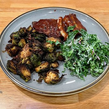 The Flipside Restaurant - Baby Back Ribs w/ 2 veggies (Brussels Sprouts in place of Mac 'n Cheese) - Southern Near Me - Rock Hill, South Carolina