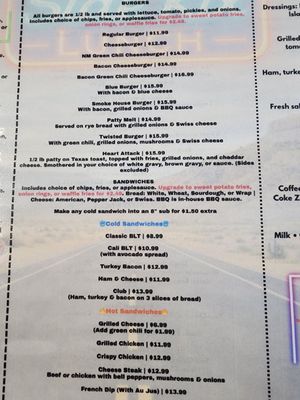 Menu photo 4 SideKix on 66 Tucumcari, NM