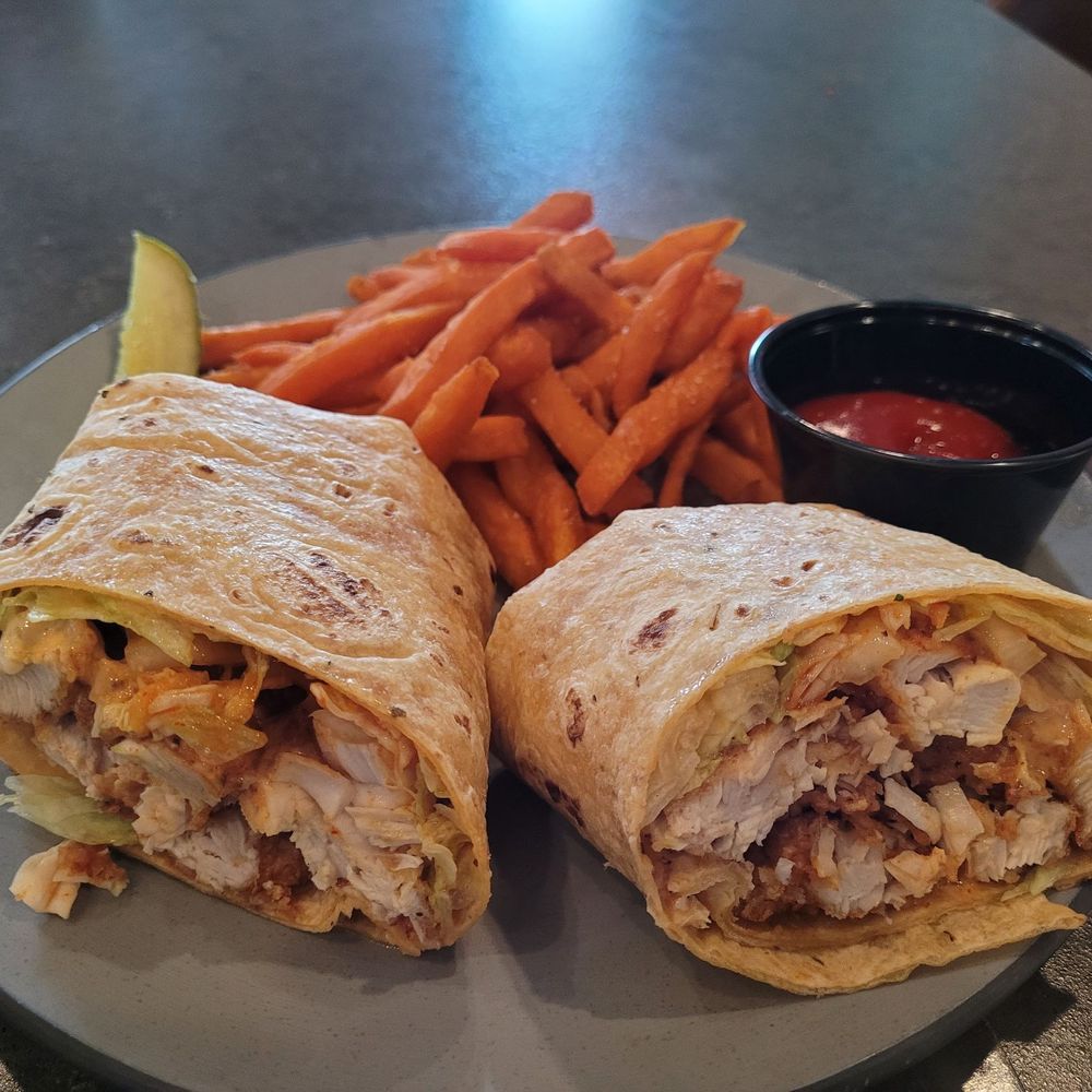 The Goat Brier Creek - Gochuchuang chicken wrap, sweet potato fries - Bars Near Me - Durham, North Carolina