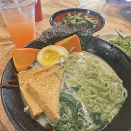 Skinny Pig (Vegan) - Added a soft boiled egg + POG Juice + Garlic Edamame Skinny Pig (Vegan) - Added a soft boiled egg + POG Juice + Garlic Edamame