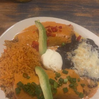 Rancho Viejo - Seafood enchiladas, it's hard to see bc the food was nice and warm it fogged my camera! - Mexican Near Me - Sisters, Oregon Rancho Viejo - Seafood enchiladas, it's hard to see bc the food was nice and warm it fogged my camera! - Mexican Near Me - Sisters, Oregon