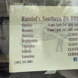Randol's Southern-Pit BBQ - Hours