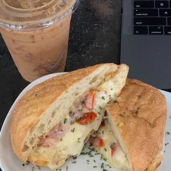 Sons Coffee - Prosciutto sandwich and iced dirty chai - Coffee & Tea Near Me - Fort Worth, Texas