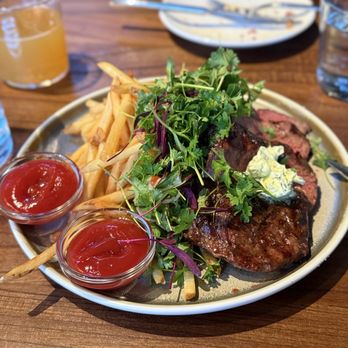 Fifty Vara - Steak, sub fries for crispy red potatoes and micro greens salad - Cocktail Bars Near Me - San Francisco, California