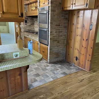 H & R Carpet - Transition from new vinyl floor to newly refinished wood flooring. - Carpeting Near Me - West, Texas H & R Carpet - Transition from new vinyl floor to newly refinished wood flooring. - Carpeting Near Me - West, Texas