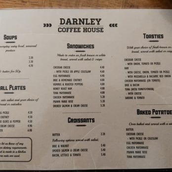 Darnley Coffee House - lunch menu - Coffee & Tea Near Me - Stirling, STG
