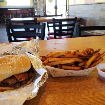 Smash N' Dash Burgery - Double bacon Cheeseburger and sea salt fries. To go homemade ice cream cooler in background. - Burgers Near Me - Laurel, Delaware Smash N' Dash Burgery - Double bacon Cheeseburger and sea salt fries. To go homemade ice cream cooler in background. - Burgers Near Me - Laurel, Delaware