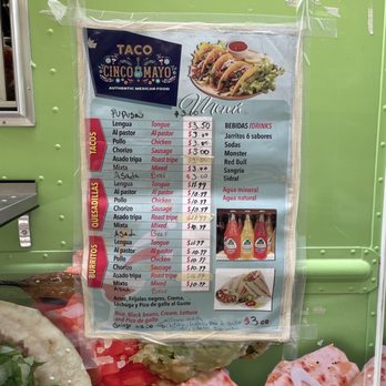 Taco Cinco de Mayo - a menu for a mexican food truck - Food Trucks Near Me Taco Cinco de Mayo - a menu for a mexican food truck - Food Trucks Near Me