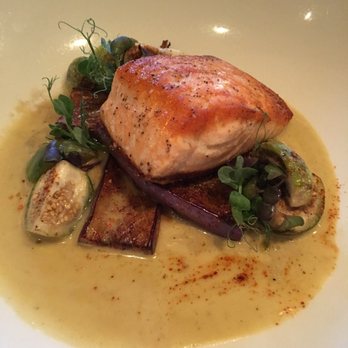 Bodhi Thai Dining - My exquisite salmon Thai eggplant with green curry. Delicious to perfection! - Thai Near Me - Lexington, South Carolina