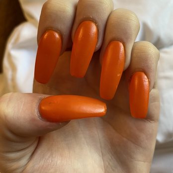Expert Nails and Spa - The full set, you can see where the polish got messed up. - Nail Salons Near Me - Austin, Texas