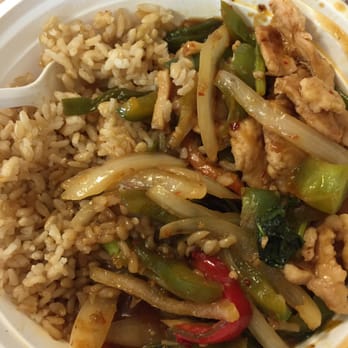 Lemon Leaf Thai Restaurant - So called Thai basil chicken ! Totally not Thai food - Thai Near Me - Mineola, New York