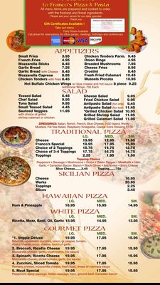 Menu photo 2 Franco's Pizza & Pasta Dover, DE Menu photo 2 Franco's Pizza & Pasta Dover, DE