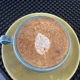 My delicious oat milk cappuccino with cinnamon on top. My delicious oat milk cappuccino with cinnamon on top.