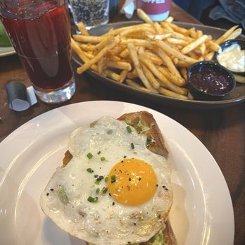 Green Goat Cafe Bar - Avocado Toast (YUM!!) with a side of G.O.A.T Fries (zaatar seasoned with blueberry catsup!)!! And a refreshing hibiscus limeade! - Coffee & Tea Near Me - Cleveland, Ohio