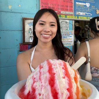Waiola Shave Ice - Cherry, strawberry and POG shaved ice with condensed milk - Ice Cream & Frozen Yogurt Near Me - Honolulu, Hawaii