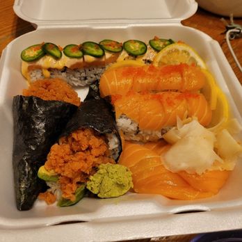 Kigaru Sushi - My take out order yesterday, on my birthday, so this was like a beautifully wrapped gift! - Japanese Near Me - Beaverton, Oregon