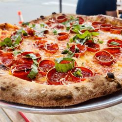 Mothership Pizza Paradise - KATHY pizza with red sauce, cheese blend, pepperoni, basil, parm.