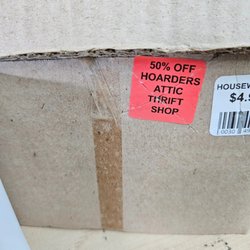 The Hoarders Attic Thrift Shop - This is our other Red Tag which is also always 50% Off and cannot be combine with other offers or discounts.