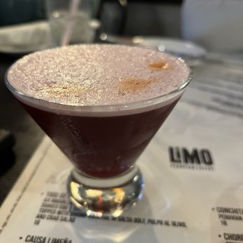 Limo Peruvian Eatery - Pisco sour with chicha - Peruvian Near Me - Nashville, Tennessee