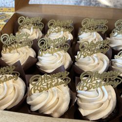 Rustic Joy Bake Shop - Chocolate Cupcakes w/vanilla buttercream! Tender chocolate cake with creamy Vanilla frosting.