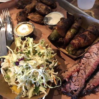Slow Hand BBQ - Brisket, bacon-wrapped jalapeños, chicken wings and slaw - Barbeque Near Me - Pleasant Hill, California Slow Hand BBQ - Brisket, bacon-wrapped jalapeños, chicken wings and slaw - Barbeque Near Me - Pleasant Hill, California