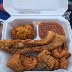 Endless Soulfood & Catering - Fried fish and shrimp with fried corn and baked beans