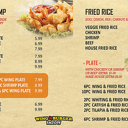 WNB Factory Wings & Burger - Part of menu