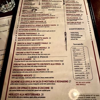 Mercato - Menu (Jan 2024) - zoom in for details and prices - decent prices, not over-the-top for NYC, authentic Italian, quaint ambience - Italian Near Me - New York, New York