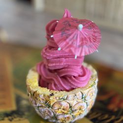 Makani's Magic Pineapple Shack - Dragonfruit soft serve in a pineapple bowl....