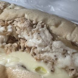 Hair on chicken cheesesteak