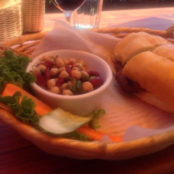 Nepenthe - Ambrosia burger with gabonzo bean salad - New American Near Me - Big Sur, California Nepenthe - Ambrosia burger with gabonzo bean salad - New American Near Me - Big Sur, California