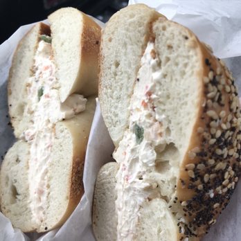 Dee's Bagel Cafe - Everything bagel with vegetable cream cheese - Bagels Near Me - Monroe Township, New Jersey