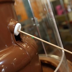 Chocolate Works - Our 4 foot fountain runs all the time waiting for you to dip a marshmallow, pretzel or to take a shot full of chocolate!