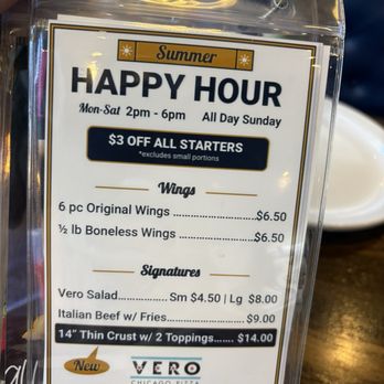 Vero Chicago Pizza - Happy hour menu - Italian Near Me - Chandler, Arizona Vero Chicago Pizza - Happy hour menu - Italian Near Me - Chandler, Arizona