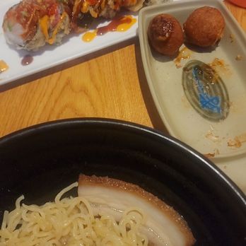 Koto Asian Fusion - Pork ramen, octopus balls, and volcano roll! Yum yum - Asian Fusion Near Me - Salem, Massachusetts