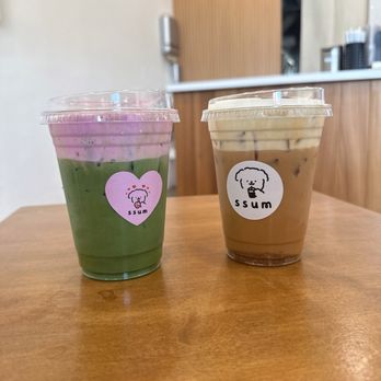 Ssum Coffee - Kiss Me Matcha Latte + Lotus Cream Top Latte - Coffee & Tea Near Me - Anaheim, California Ssum Coffee - Kiss Me Matcha Latte + Lotus Cream Top Latte - Coffee & Tea Near Me - Anaheim, California