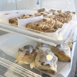 Trolley Track Cookie - Oatmeal Cake on top, Cinnamon Rolls