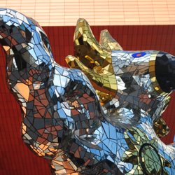 Bechtler Museum of Modern Art - Niki de Saint Phalle's "Le Grand Oiseau de Feu sur l'Arche" (Grand Bird of Fire on an Arch), also known as "The Firebird".