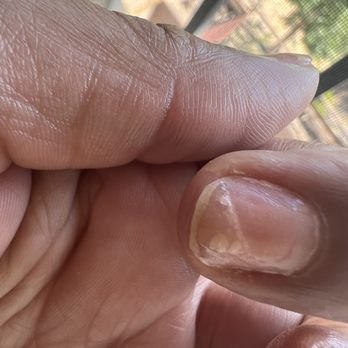 De Lacey Nails - You can clearly see the glue or gel still on the tip of my fin - Nail Salons Near Me - Pasadena, California