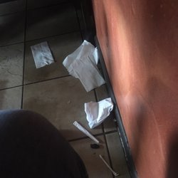 Under our table with stuff we didn't drop.